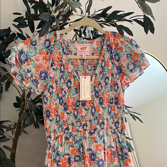 Banjanan Dresses & Skirts - Banjanan Floral Smocked V-Neck Maxi Dress - Coral, Purple, Mint. NWT for Spring!
